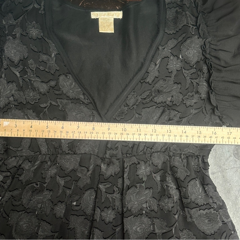 Gold Hawk Black Floral Silk Blend Mini Dress Size Small - Picture 6 of 8